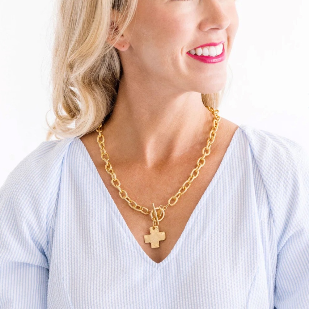 SUSAN SHAW Cross Toggle Necklace